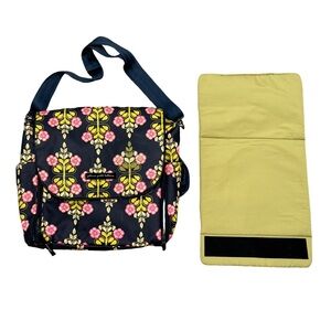 Petunia Pickle Bottom Seville Navy Floral Boxy Backpack Diaper Bag with Pad